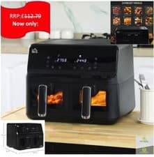 Image of Air Fryer 8L Dual Family Size w/ 2 Basket 8 Presets Cookbook Timer 2500W