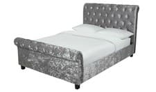 Image of Penelope Crushed Velvet Kingsize Bed Silver Luxurious Bedroom Furniture