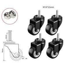 Image of Heavy Duty 40-125mm Rubber Swivel Castor Wheels Trolley Furniture Caster Brake