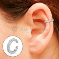Image of 1x Simple Classic Cartilage Helix CZ Pave Band Ear Cuff Sterling Silver Earrings