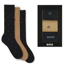 Image of HUGO BOSS | Mens Black 3 PAIRS 50543650 BOXED Socks | One Size UK 6-11 EU 40-46