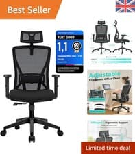 Image of D-03 Ergonomic Office Chair, Adjustable Lumbar Headrest 150kg Capacity Breath...