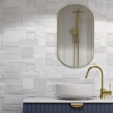 Image of Urbana Perla Relieve Grey Rectangle Ceramic Matt Wall Tiles 31.6x60cm Bathroom