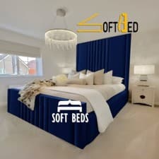 Image of Plush Velvet Emilia Bed Frame High Headboard Double King Super King