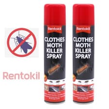 Image of 2 PACK RENTOKIL CLOTHES MOTH KILLER SPRAY REPELS FABRIC CLOTH WARDROBE 300ml x2