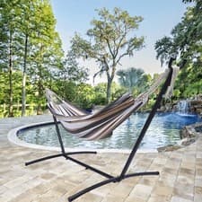 Image of Double Hammock with Stand, Outdoor Hammock with Powder-coated Steel Stand
