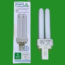 Image of 1x 10W Crompton G24d-1 2 pin, Low Energy CFL PL-C Light Bulb 830 3000K Lamp