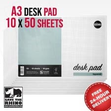 Image of 10x A3 Desk Pads 90gsm 5mm Squared (50 Sheets) *** Free 24hr Delivery ***