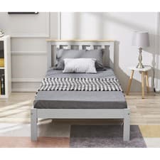 Image of Budget Single Bed Frame 3FT Solid Pine Wood Bed Kids, Teenager,White, 90 * 190cm