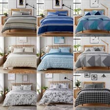 Image of Pillow Case & Duvet Quilt Cover 3 Piece Printed Bedding Set Single Double King