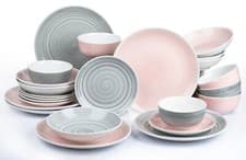 Image of 24-Piece Dinner Set Round Square Crockery Porcelain Stoneware Plates Bowls Mugs
