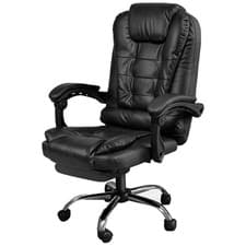 Image of Leather Office Chair Racing Gaming Chair, Swivel Home Office Gamer Chair Black