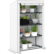 Image of Mini Lean To Greenhouse 4 Tier Shelves PE Cover Outdoor Garden Plant Grow Tent