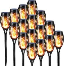 Image of 8 Pack Solar Flickering Dancing Flame Lights Waterproof Solar Torch Lights for O