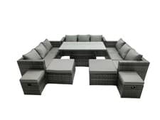 Image of Fimous Rattan Garden Furniture Sets Gas Fire Pit Table or Rising Table Sofa Sets