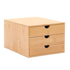 Image of Bamboo Desktop 3 Drawer Organiser | Wide Opening 
