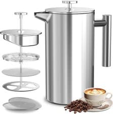Image of French Cafetiere French Press Coffee Maker Stainless Steel Coffee Plunger UK