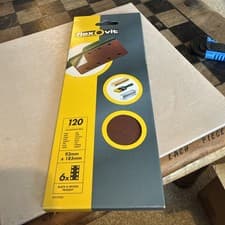 Image of Flexovit 6 Pack Fine 120 Grit 8-Hole SandPaper 1/3 Sanding Sheets (185x93mm)