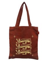 Image of Signare Three Lion Red Canvas Shopping Tote Bag Reusables New 100% Recycled 