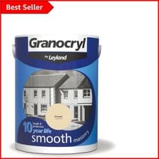 Image of 5L Waterproof Cream Masonry Paint - Perfect for Outdoor Surfaces