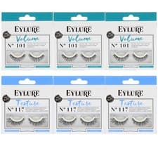 Image of 3x Eylure Volume No 101 & 3x Texture 117 False Lashes Pre Glued Strip Eyelashes