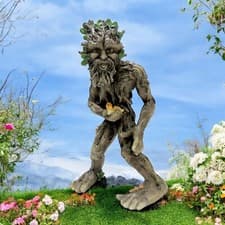 Image of Green Man Tree Spirit Garden Ornament Outdoor Decor Mystical Nature Sculpture