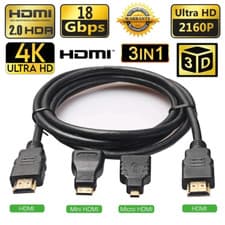 Image of 1.5m HDMI to HDMI / Mini Hdmi / Micro HDMI Adapter HD Cable Kit for PC TV Tablet