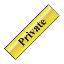 Image of Scan Safety Sign 6012 Private - Polished Brass Effect 200 x 50mm