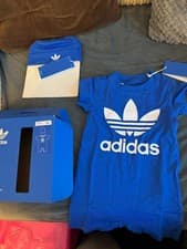 Image of Adidas Blue Tracksuit Complete Outfit Set with Hat 0-6 Months Unisex 