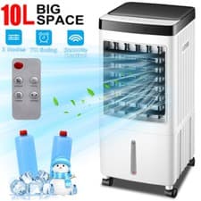 Image of 10L Mobile Air Cooler, Evaporative Ice Cooling Fan Humidifier Unit with Remote