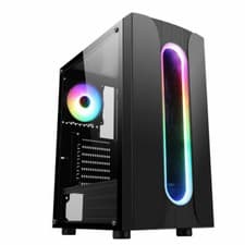 Image of CIT Sauron Mid ATX Tower Gaming PC Case 120mm ARGB LED Fan Tempered Glass Panel