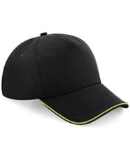 Image of Beechfield Cap Baseball Hat 5 Panel Piped Front Edge Sun Shade Adjustable Cotton