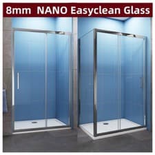 Image of Shower Enclosure And Tray Sliding Door Walk In Cubicle Screen Easy Clean Glass
