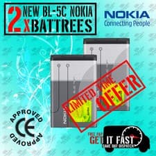 Image of 2X GENUINE BL-5C BL5C BATTERY FOR NOKIA 1100 1600 2300 6230 6630 6680 3100 6230