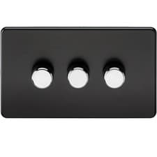 Image of Knightsbridge SF2163MB 3 Gang 2 Way Screwless Dimmer Switch 60-400W Matt Black
