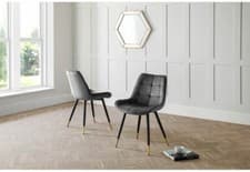 Image of Julian Bowen Hadid Grey & Green Velvet Dining Chair