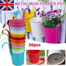 Image of 10/20PCS Flower Pot Hanging Pots Balcony Garden Plant Metal Hook Iron Planter UK
