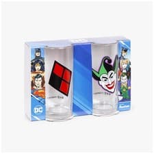 Image of DC Harley Quinn And Joker Glasses 2 Pack 27cl Official DC Glassware