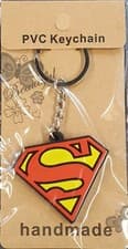 Image of Animated Rubber PVC DC Comics Superman Logo Superhero Keyring UK Seller Free P&P