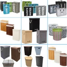 Image of Clothes Storage Laundry Basket Bin Washing Small Large Hamper Cloth Organiser UK