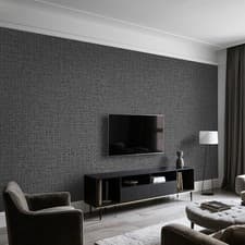 Image of Plain Dark Grey Thick Textured Wallpaper Embossed Linen Effect Wall Paper Decor