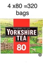 Image of Yorkshire Tea Bags 80 Count × 4 Boxes Total 320 – Full-Flavour  Tea – BB 08/2026