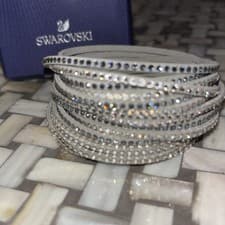 Image of NEW *Genuine Swarovski Slake TRIPLE Wrap Bracelet Silver aurora AB crystals 60cm