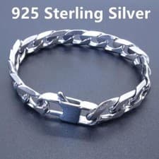 Image of Men's Solid Miami Cuban Link Bracelet Chain 925 /18k Gold Plated Stainless Steel