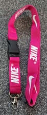 Image of Nike Lanyard ✅ Key ring key chain for ID Gift UK ✅ Dark Pink With White Tick