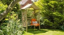Image of Wooden Garden Arbour Seat with Side Trellis Pressure Treated Free Delivery