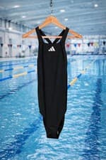 Image of Adidas Women's 3-Stripes C-Back Swimsuit Black and White UK 30 Fits UK 8 New
