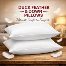 Image of Duck Feather & Down Pillows Extra Filled Hotel Quality White Bed Pillow Pack 2,4