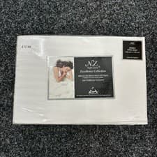 Image of 100% Egyptian Cotton Satin Stripe Double Fitted Sheet - White