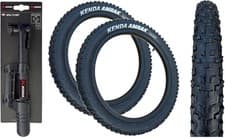 Image of 2x Kenda AMRAK 24 x 2.20 BLACK Chunky Mountain Bike TYRES + MINI PUMP